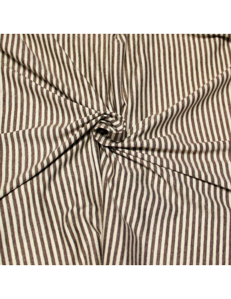 Jersey viscose - Rayé taupe & écru