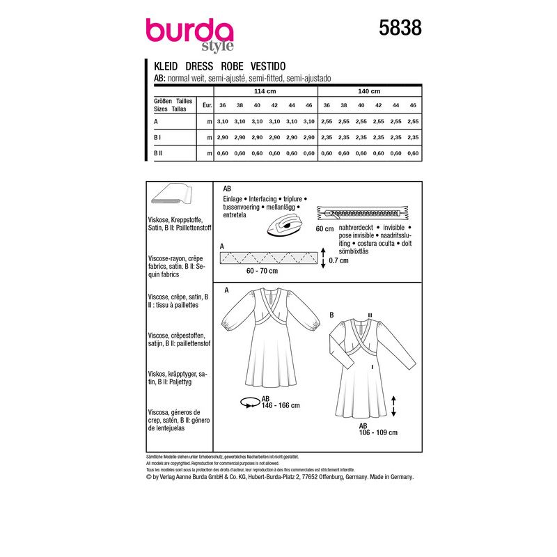 Patron Burda 5838 - Robe