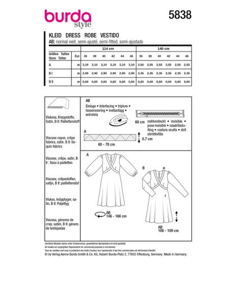 Patron Burda 5838 - Robe