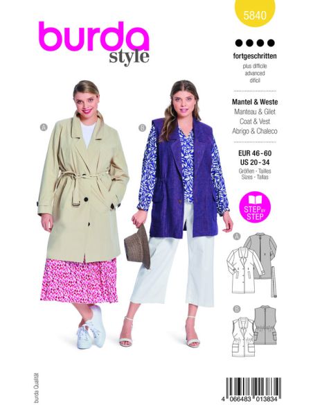 Patron Burda 5840 - Trench coat