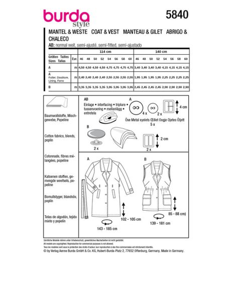 Patron Burda 5840 - Trench coat