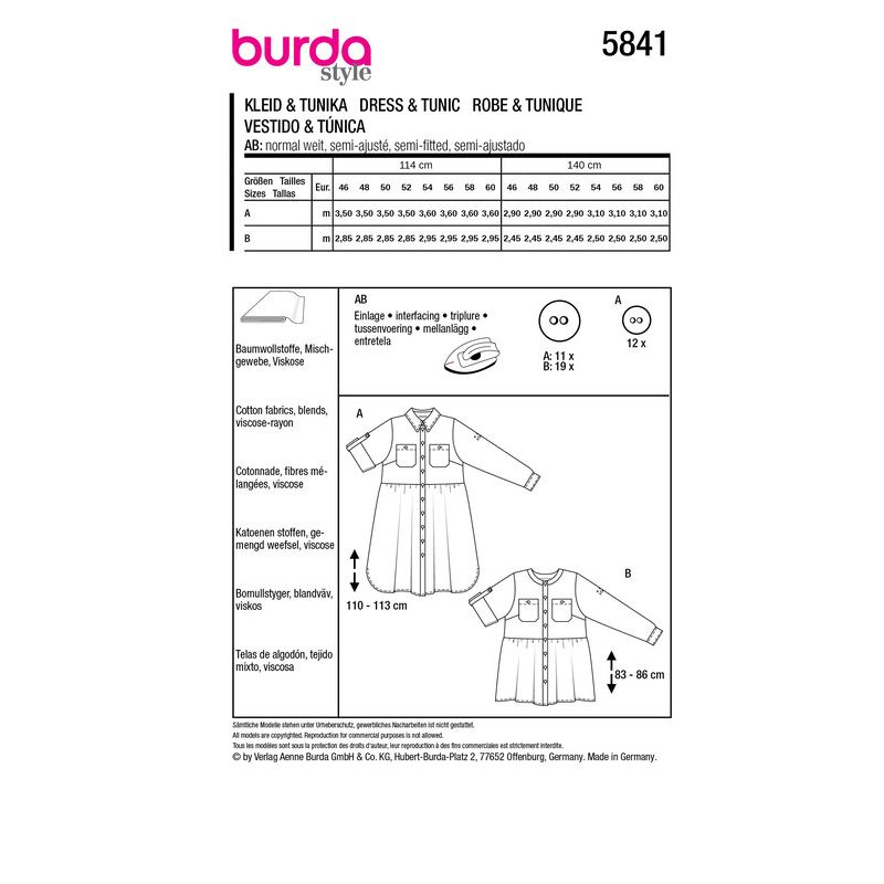 Patron Burda 5841 - Robe et tunique