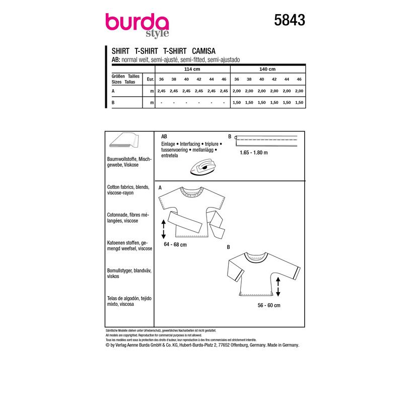 Patron Burda 5843 - T-shirt