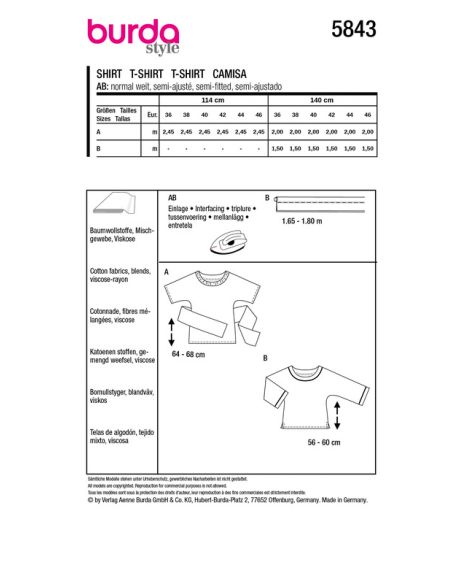 Patron Burda 5843 - T-shirt