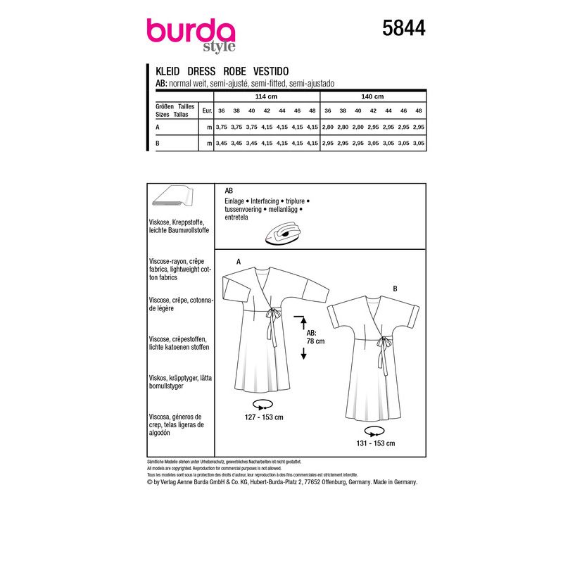 Patron Burda 5844 - Robe