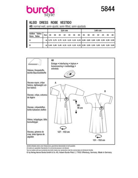 Patron Burda 5844 - Robe