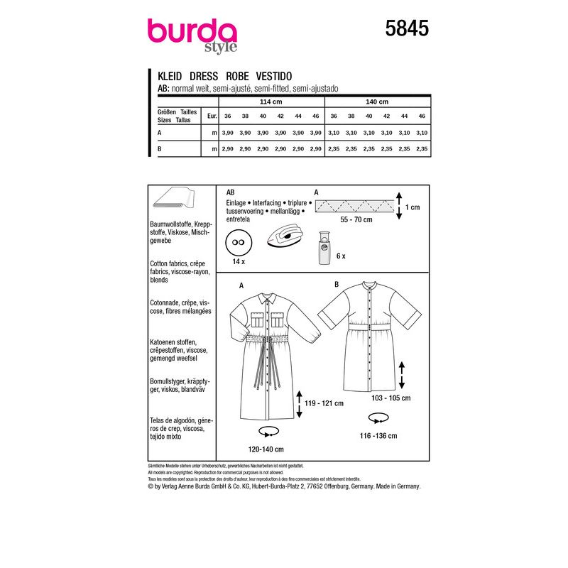 Patron Burda 5845 - Robe