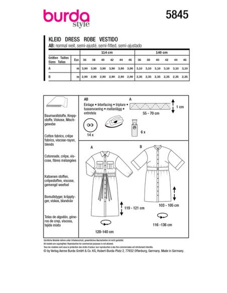 Patron Burda 5845 - Robe