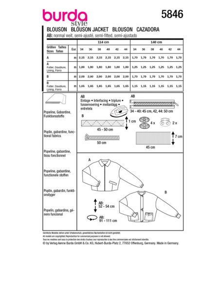 Patron Burda 5846 - Blouson