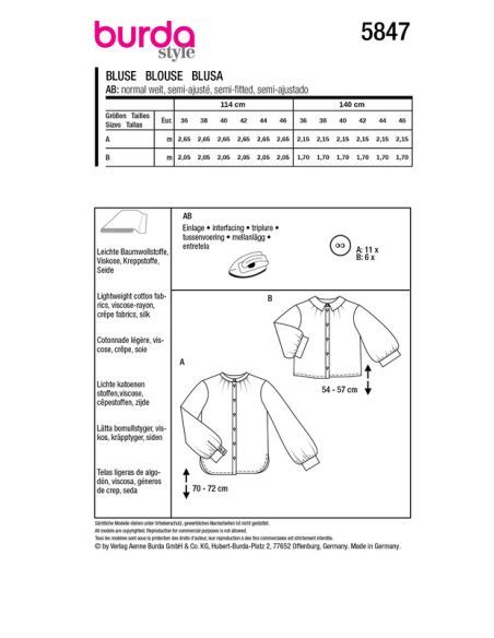 Patron Burda 5847 - Blouse