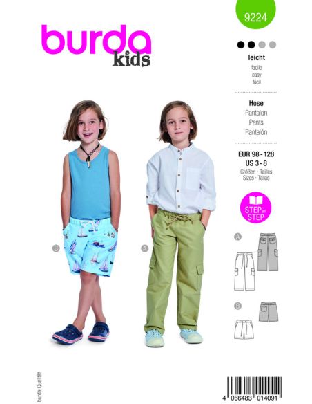 Patron Burda 9224 - Pantalon cargo pour enfants