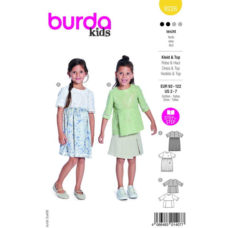 Patron Burda 9226 - Jupe haute pour enfants