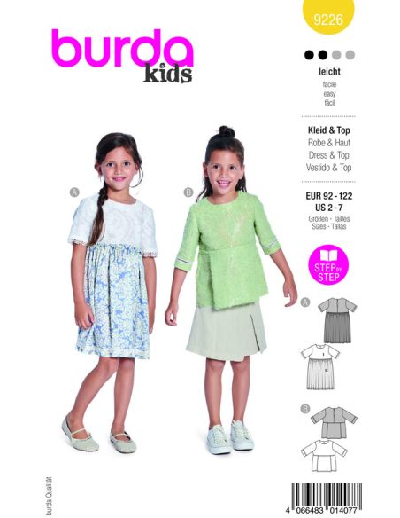 Patron Burda 9226 - Jupe haute pour enfants