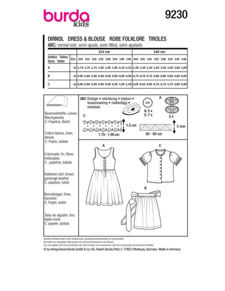 Patron Burda 9230 - Ensemble pour enfants