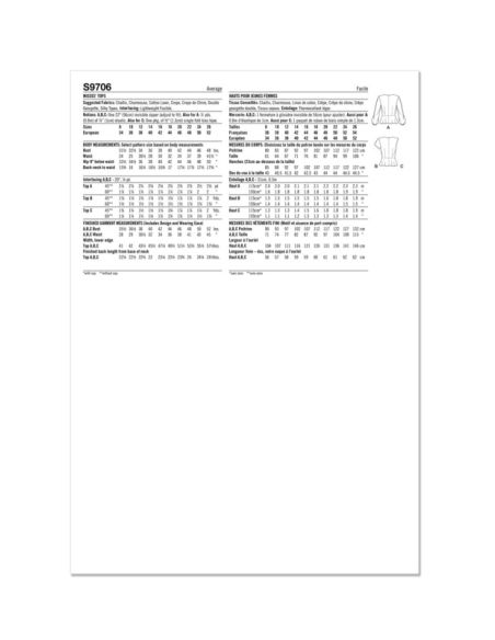 Patron Simplicity 9706/K5 - Haut