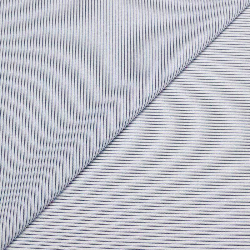 Tissu chemise 100% coton peigné - Rayures  bleues