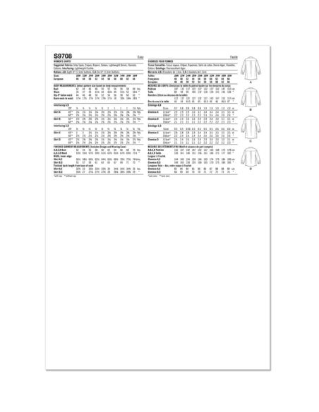 Patron Simplicity 9708.W2 - Chemise