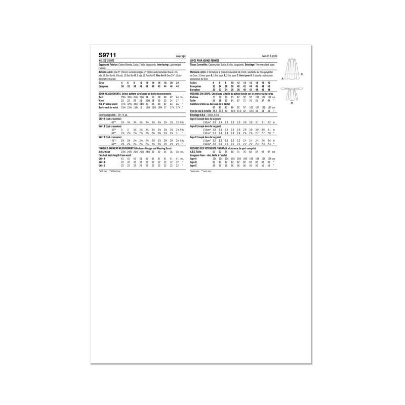 Patron Simplicity 9711.D5 - Jupe