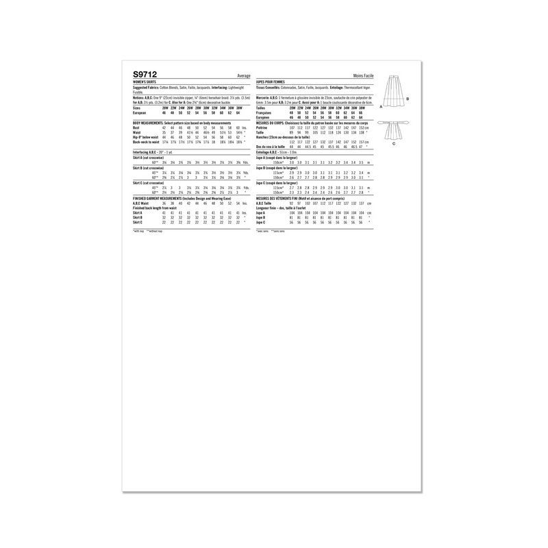 Patron Simplicity 9712.W2 - Jupe