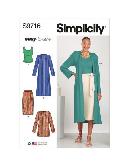 Patron Simplicity 9716.D5 - Haut, cardigan et jupe