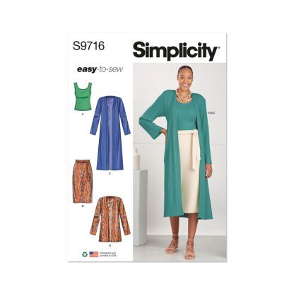 Patron Simplicity 9716.D5 - Haut, cardigan et jupe