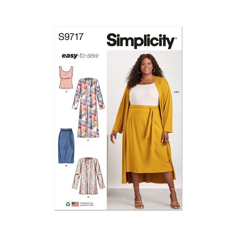 Patron Simplicity 9717.W2 - Haut, cardigan et jupe