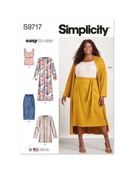 Patron Simplicity 9717.W2 - Haut, cardigan et jupe