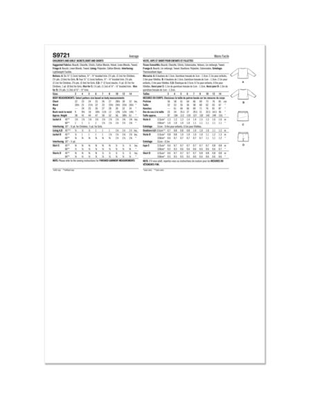 Patron Simplicity 9721/K5 - Veste, jupe et short