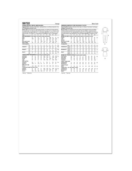 Patron Simplicity 9722/HH - Combinaison, barboteuse et robe