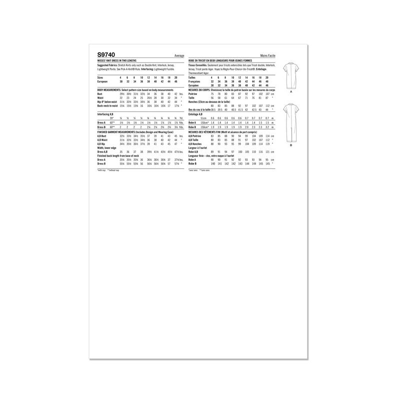 Patron Simplicity 9740.D5 - Robe