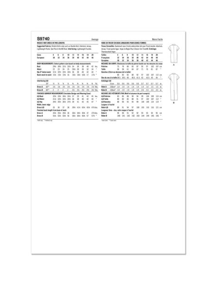 Patron Simplicity 9740.D5 - Robe