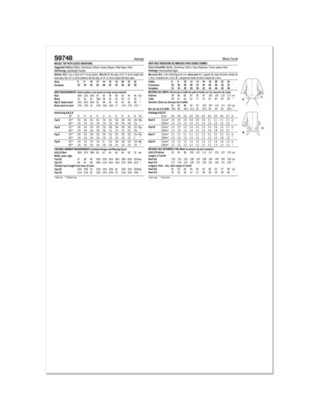 Patron Simplicity 9748.H5 - Haut