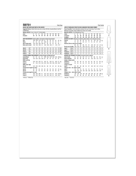 Patron Simplicity 9751.D5 - Jupe et pantalon