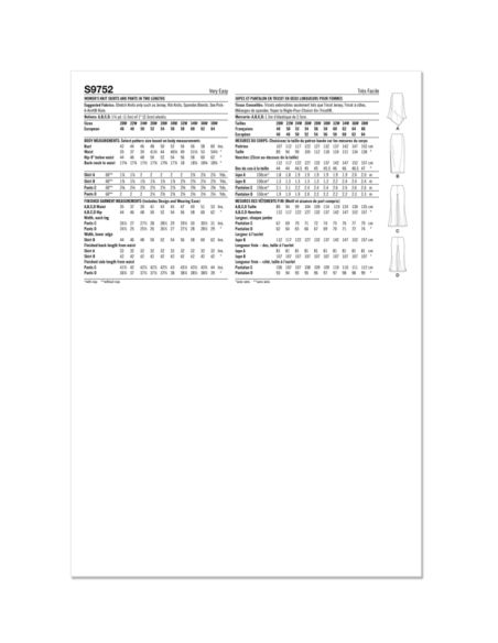 Patron Simplicity 9752.W2 - Jupe et pantalon