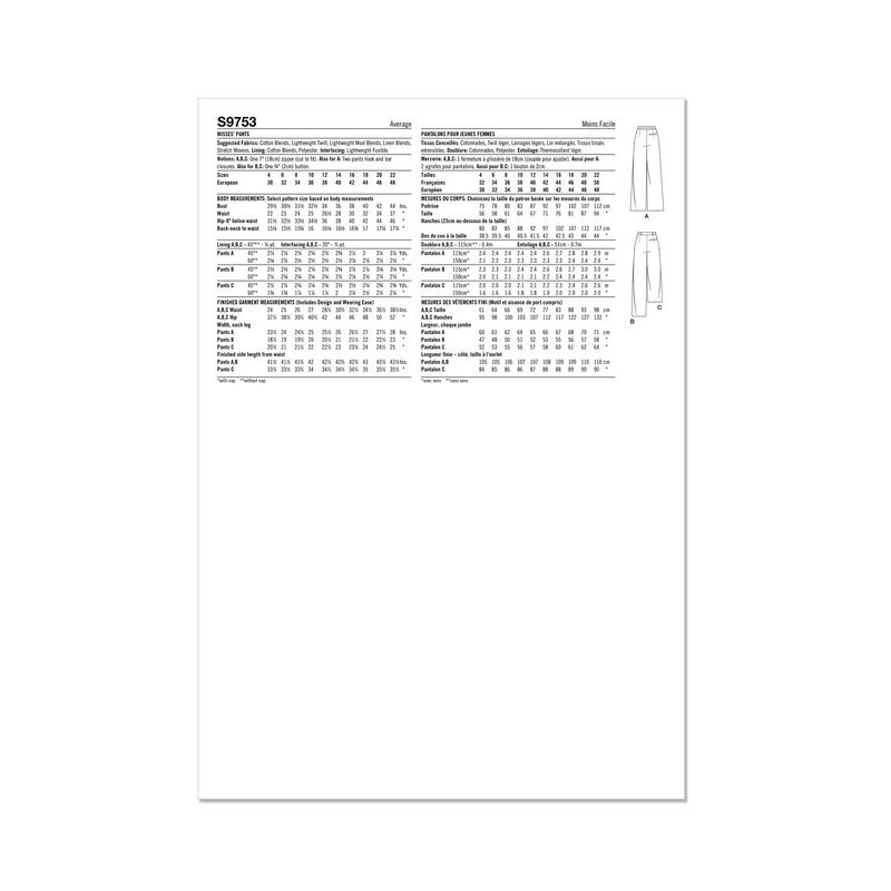 Patron Simplicity 9753.D5 - Pantalon