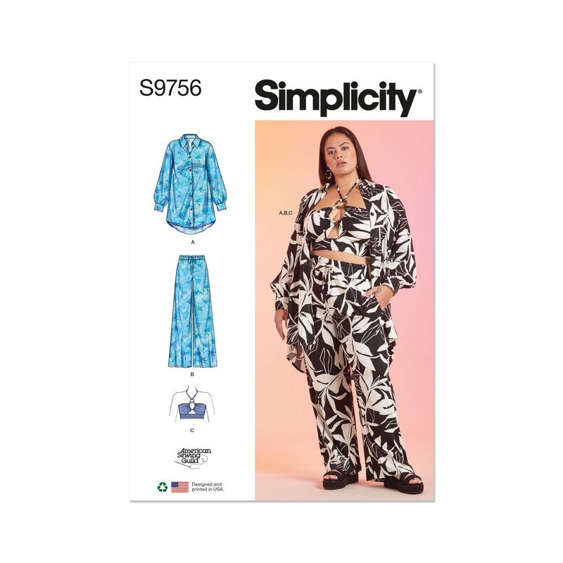 Patron Simplicity 9756.AA - Chemise, pantalon et haut dos nu