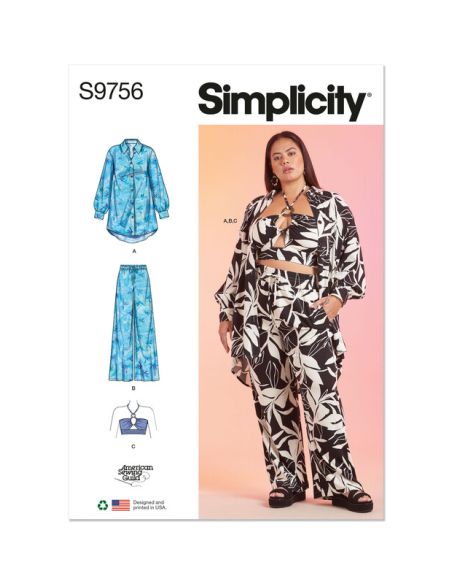 Patron Simplicity 9756.AA - Chemise, pantalon et haut dos nu