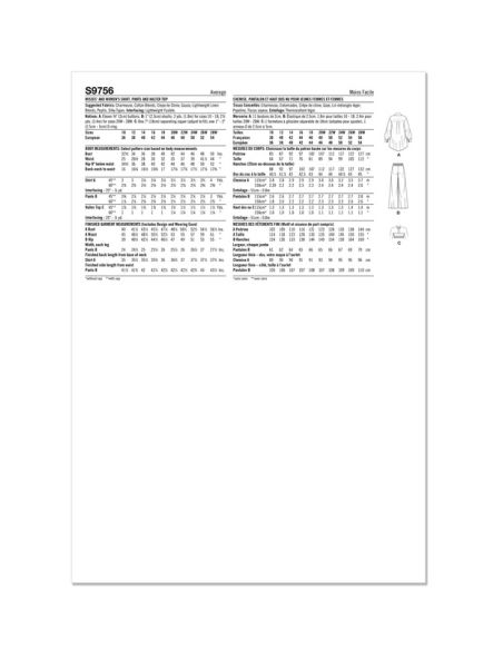 Patron Simplicity 9756.AA - Chemise, pantalon et haut dos nu