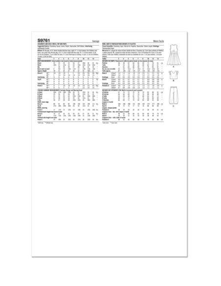 Patron Simplicity S9761.HH - Robe, haut et pantalon