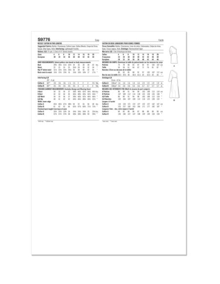 Patron Simplicity 9776.D5 - Caftan