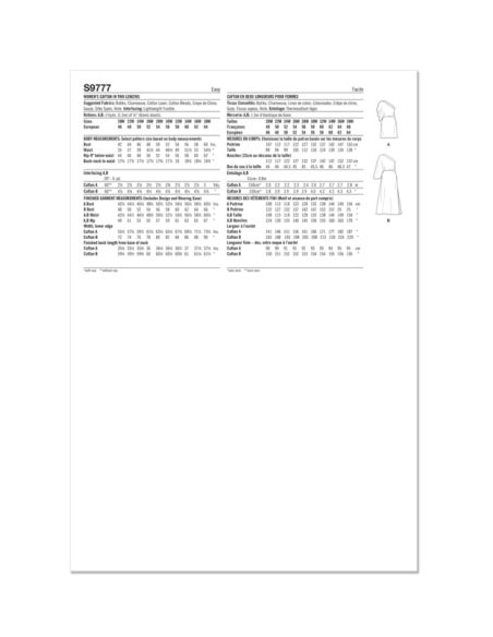 Patron Simplicity 9777.W2 - Caftan