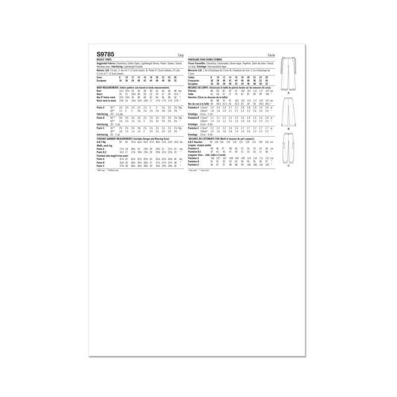 Patron Simplicity 9785.K5 - Pantalon