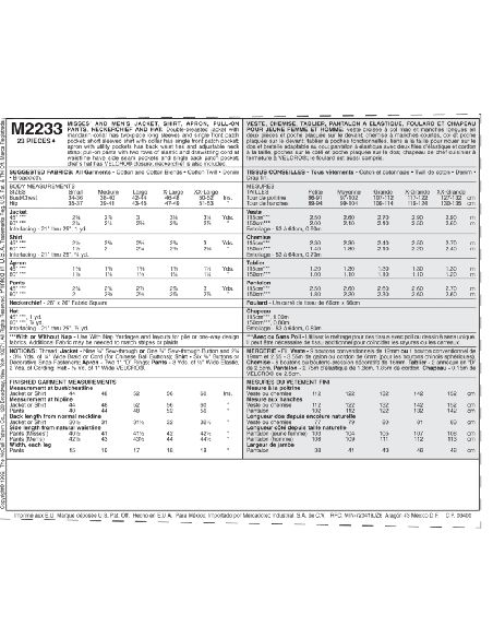 Patron McCall's 2233.S - Veste, chemise, tablier, pantalon, foulard et chapeau