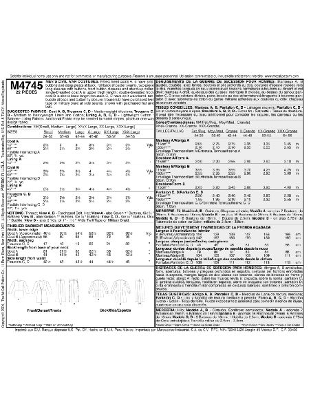Patron McCall's 4745.XM - Déguisement de la guerre de secession