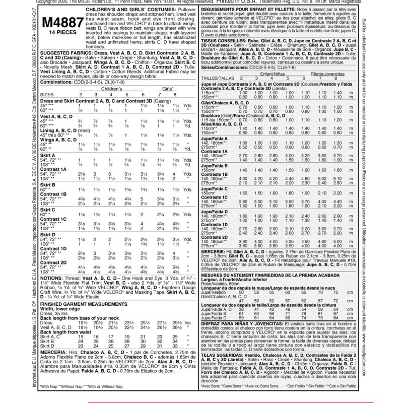 Patron McCall's 4887.CDD - Déguisement pour enfant