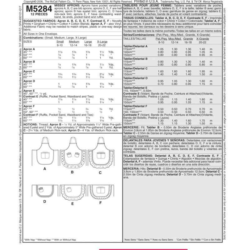 Patron McCall's 5284.OS - Tabliers