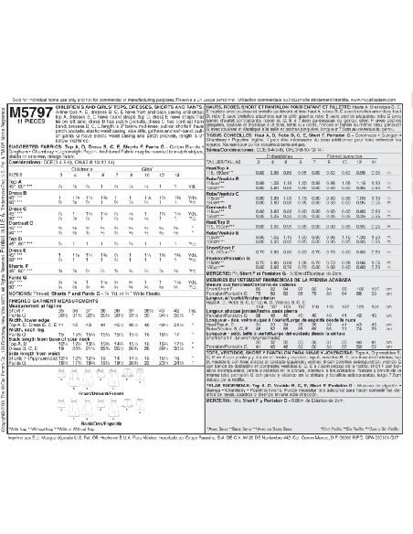 Patron McCall's 5797.CCE - Haut, robe, short et pantalon