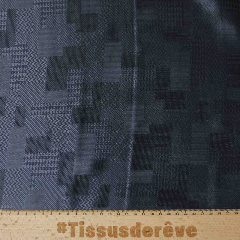 Doublure 100% viscose - Géométrie bleu