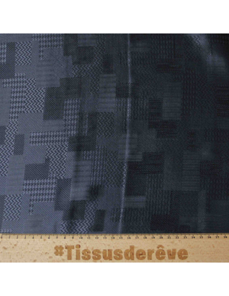 Doublure 100% viscose - Géométrie bleu