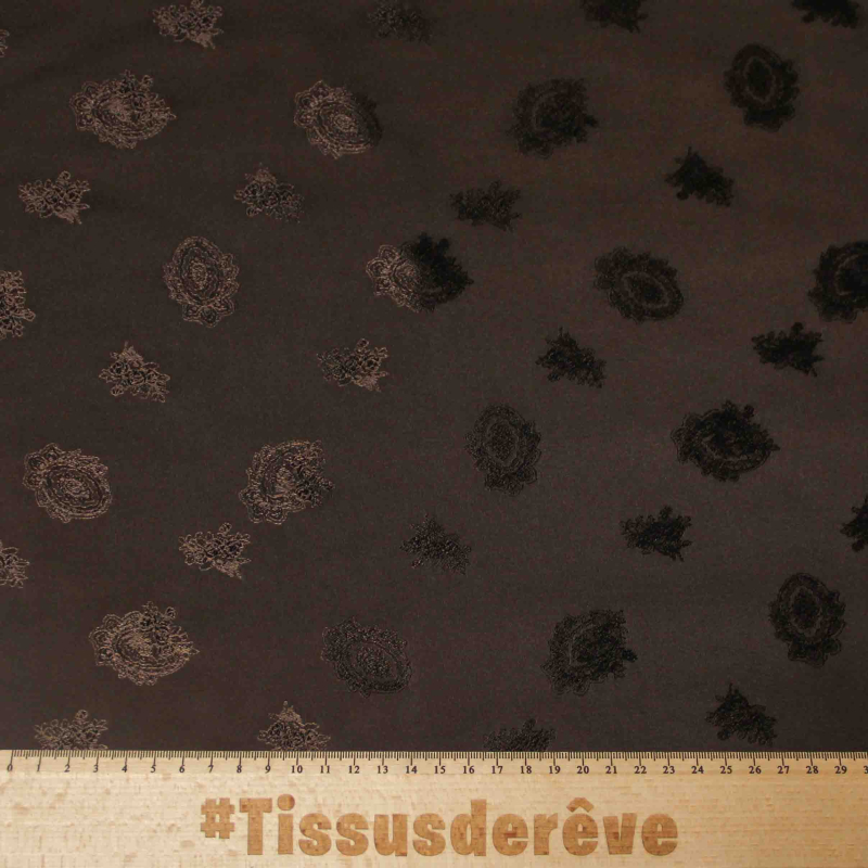 Doublure - Fleurs marron